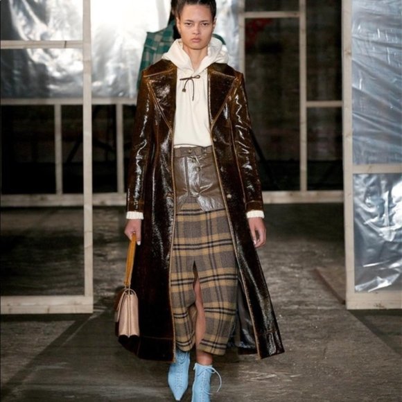 Rejina Pyo Dresses & Skirts - REJINA PYO Runway "Maggie" Checked Wool And Faux Leather Midi Skirt